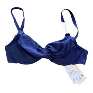 Simone Pérèle Gold Underwire Bikini Top in Navy NWT